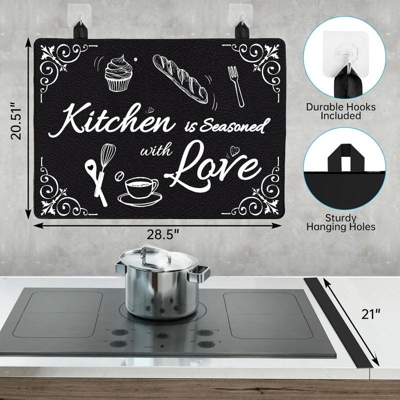 PAHTTO Stove Top Covers for Electric Stove, 28.5x20.5" Heat Resistant Glass Stovetop Protector Cover, Multifunctional Protector Mat for Counter/Washer Top, with Silicone Stove Gap Covers, Dish Washer Safe - Image 4